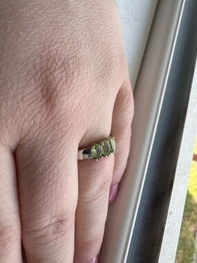 Three-Stone Peridot Silver Ring